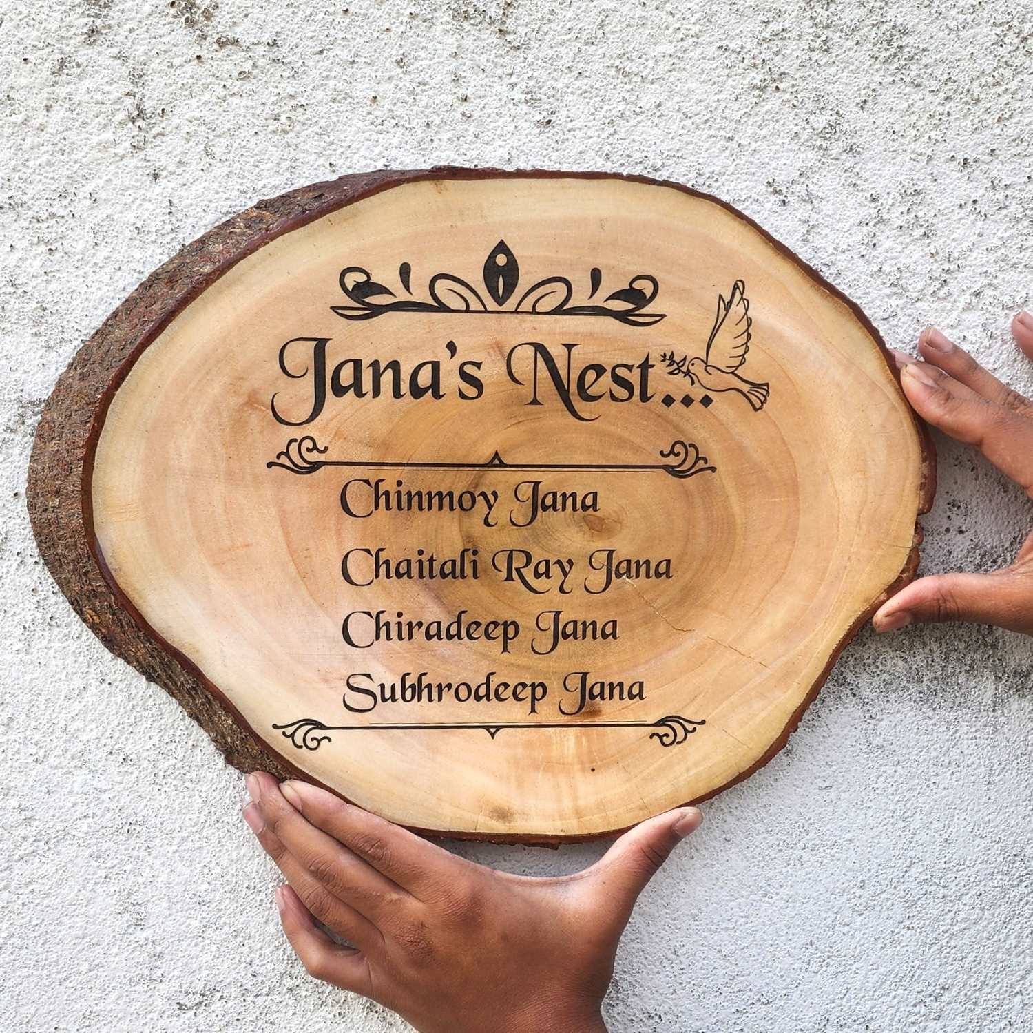 Rustic Natural Wooden Nameplate With Wood Bark | Live Edge Wood Sign - Image 38
