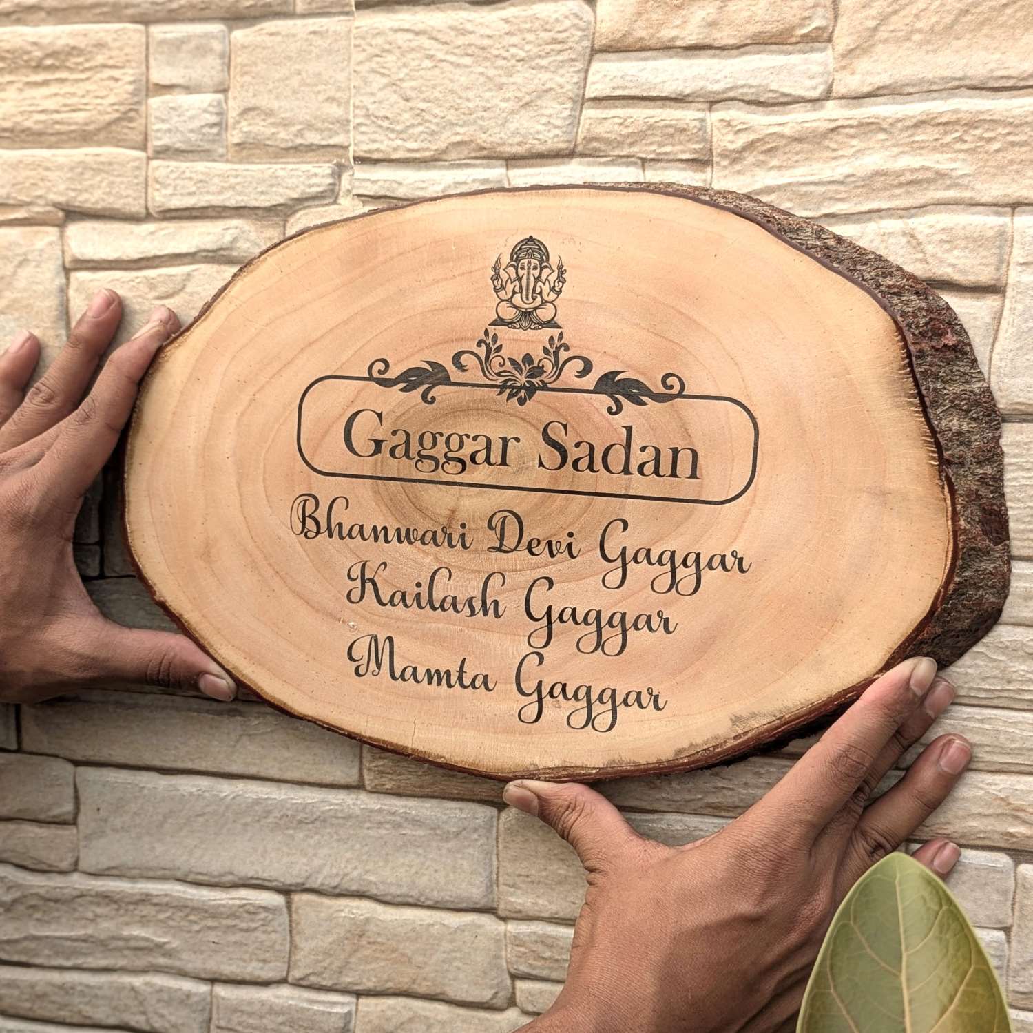 Rustic Natural Wooden Nameplate With Wood Bark | Live Edge Wood Sign - Image 40