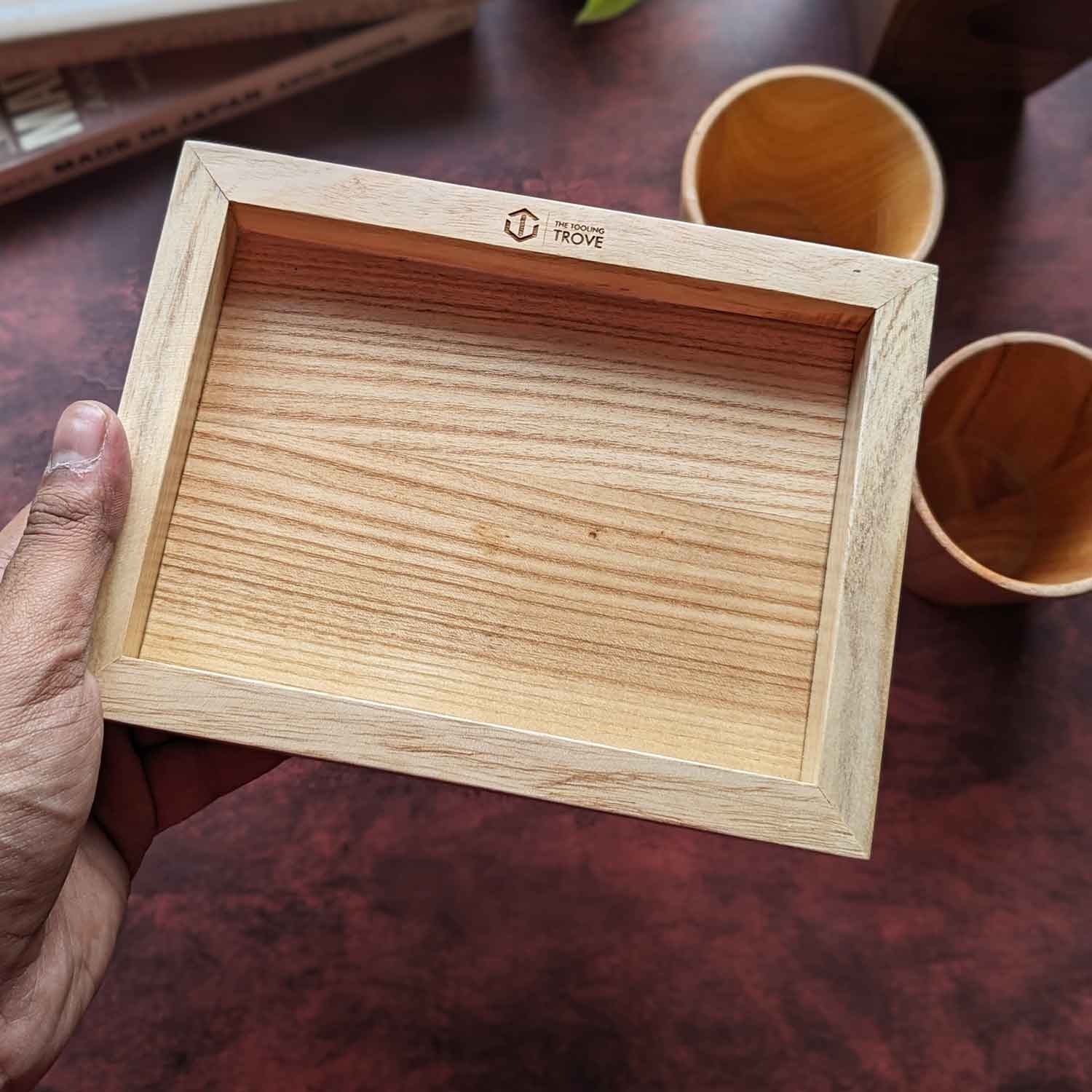 Neem Wood Tea Glass Set with Tray | Elegant Corporate Gift - Image 5