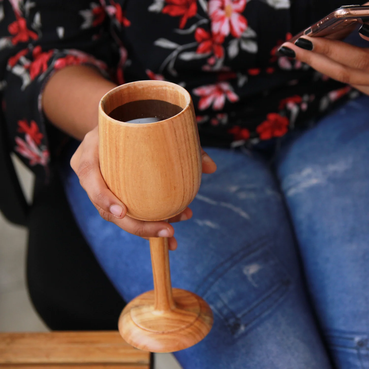 Neem Wood Wine Glasses Personalized With Name | Birthday Gift - Image 2