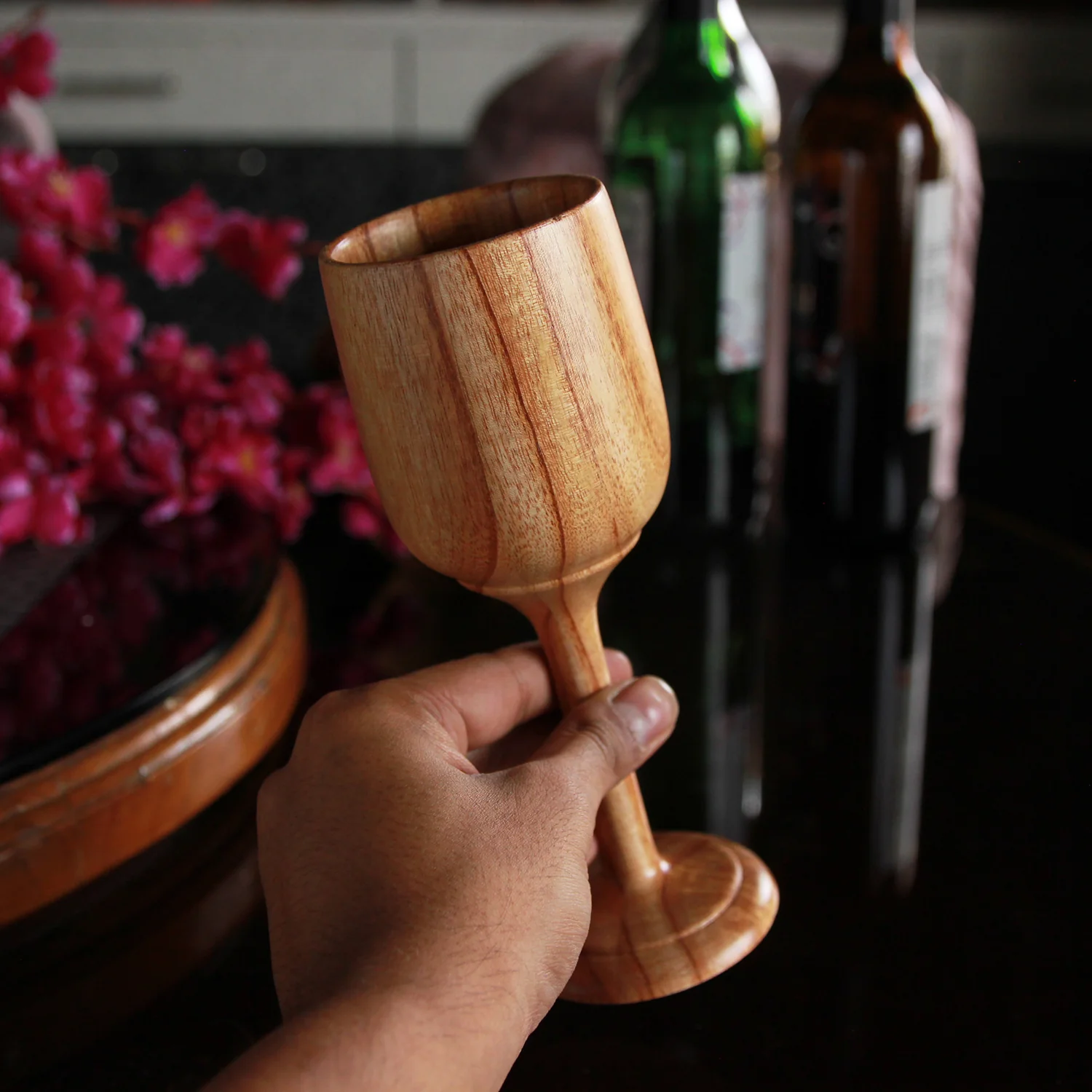 Neem Wood Wine Glasses Personalized With Name | Birthday Gift - Image 5