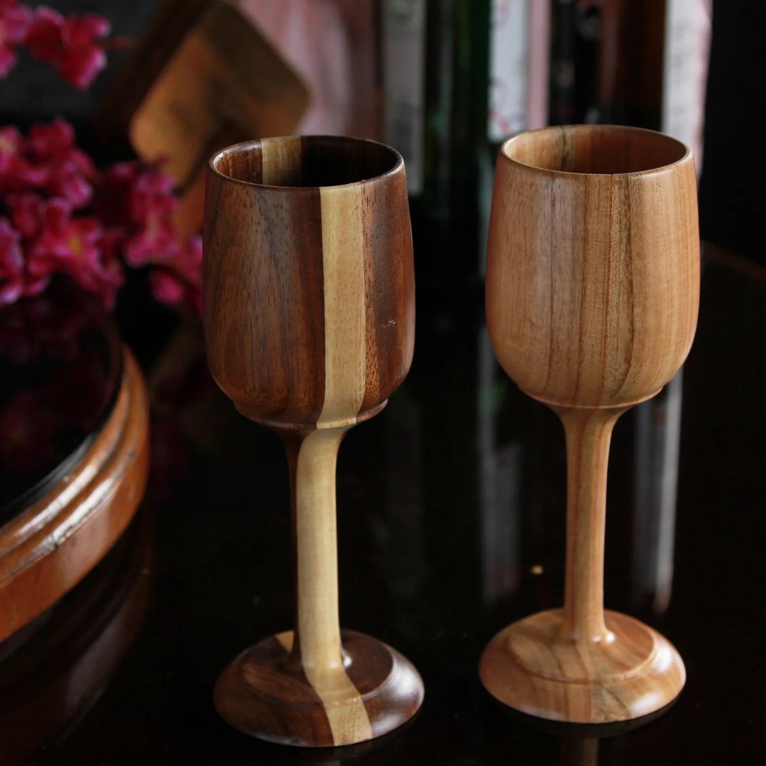 Neem Wood Wine Glasses Personalized With Name | Birthday Gift - Image 8