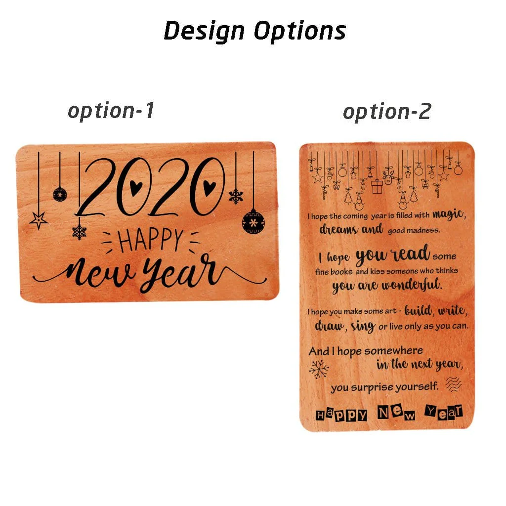 New Year Greeting Card: Set Of Personalized Wooden Cards - Image 4