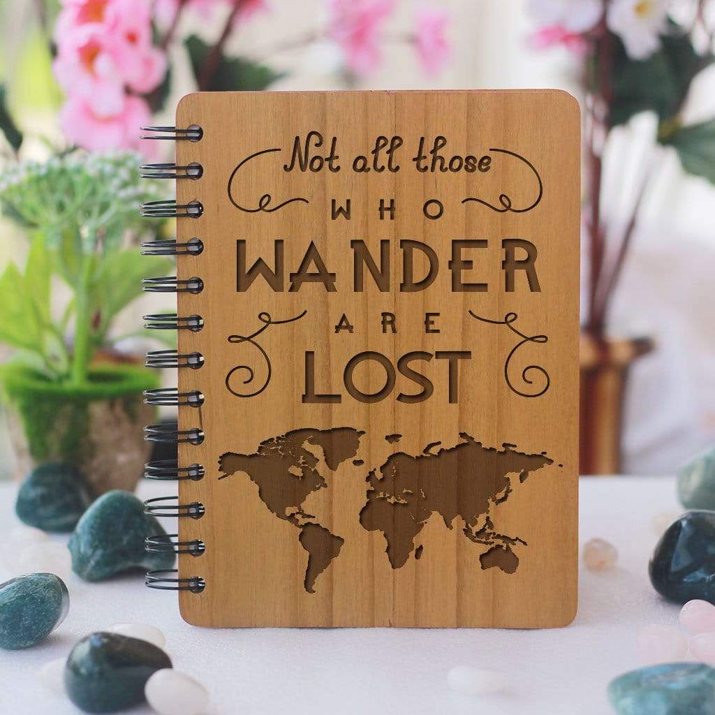 Not all those who wander are lost - Personalized Wooden Notebook - Image 3