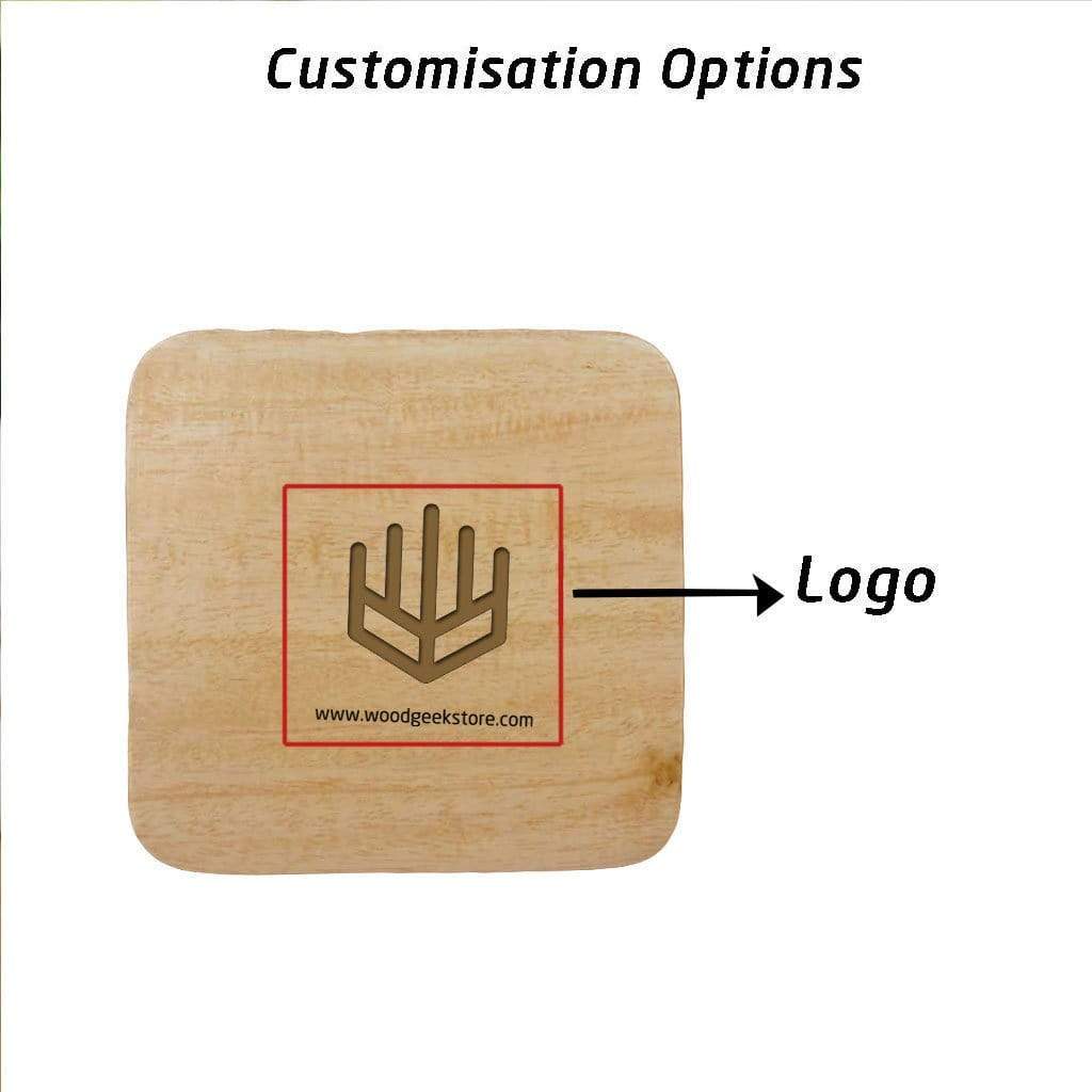 Office Coasters With Company Logo - Wooden Coaster Set With Holder - Image 10