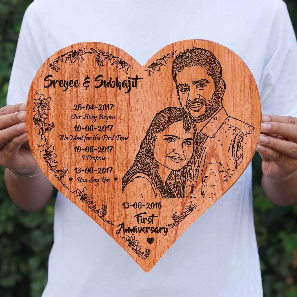 Our Love Story Timeline Custom Engraved Wooden Frame