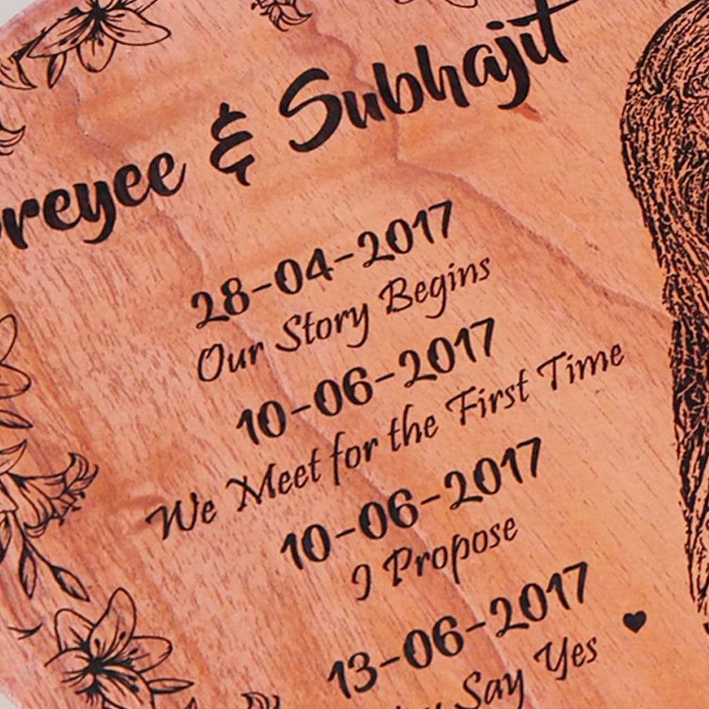 Our Love Story Timeline Custom Engraved Wooden Frame - Image 2