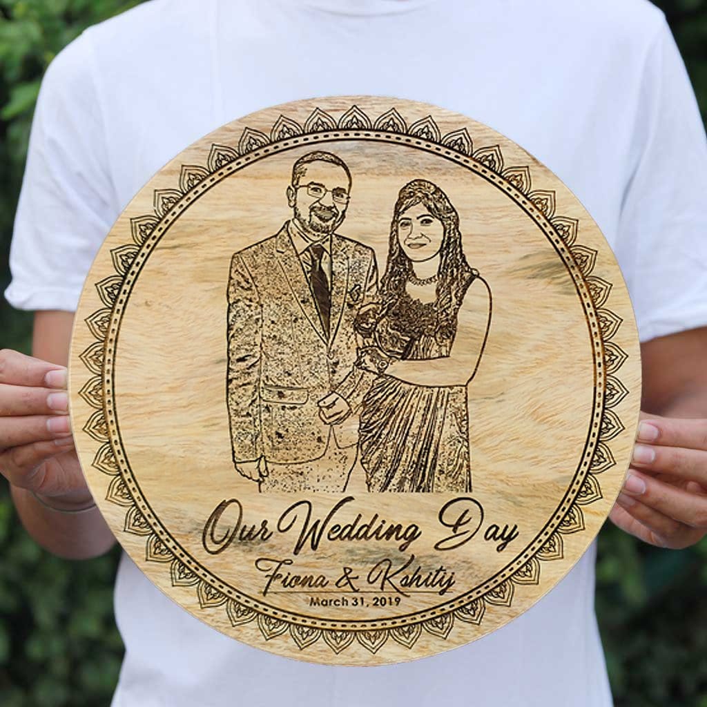 Our Wedding Day Personalized Engraved Wooden Frame - Image 2
