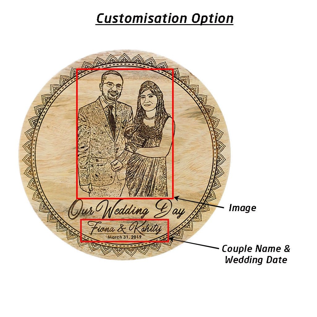 Our Wedding Day Personalized Engraved Wooden Frame - Image 4