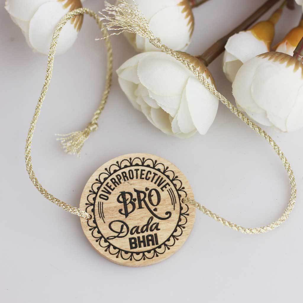 Overprotective Bro Personalised Wooden Rakhi & Greeting Card - Image 3