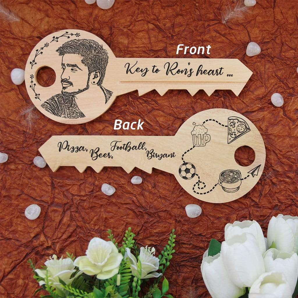 Personalised Key To Heart : Key-Shaped Wooden Sign - Image 3