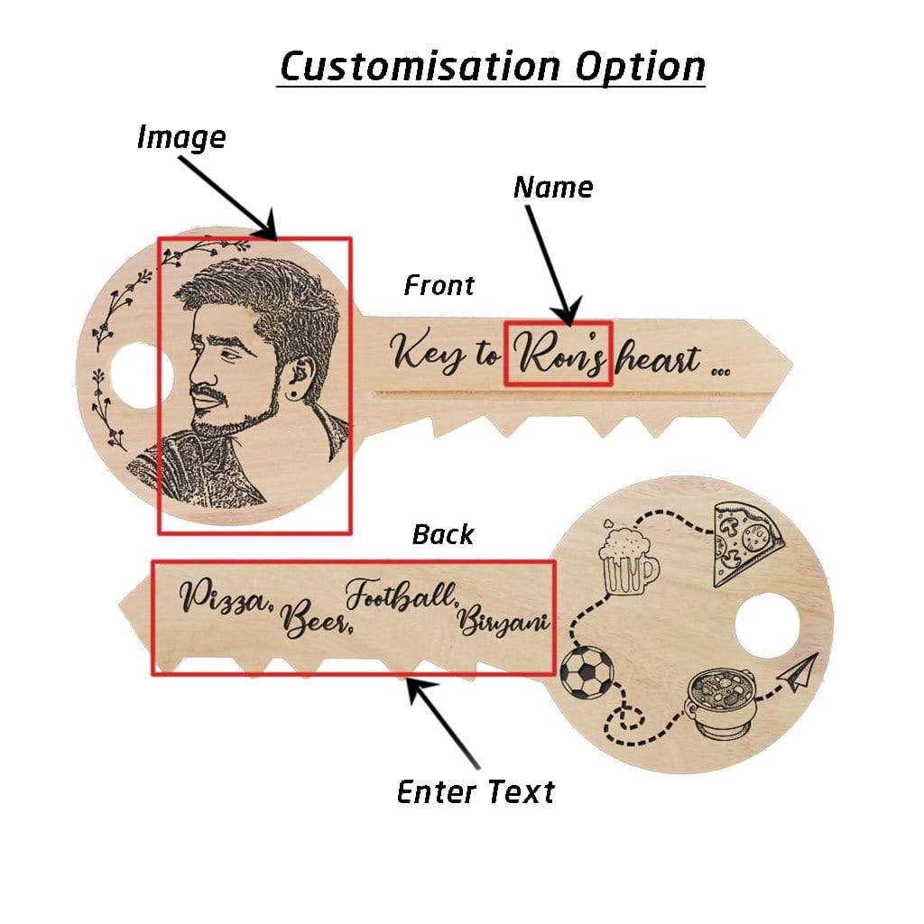 Personalised Key To Heart : Key-Shaped Wooden Sign - Image 4