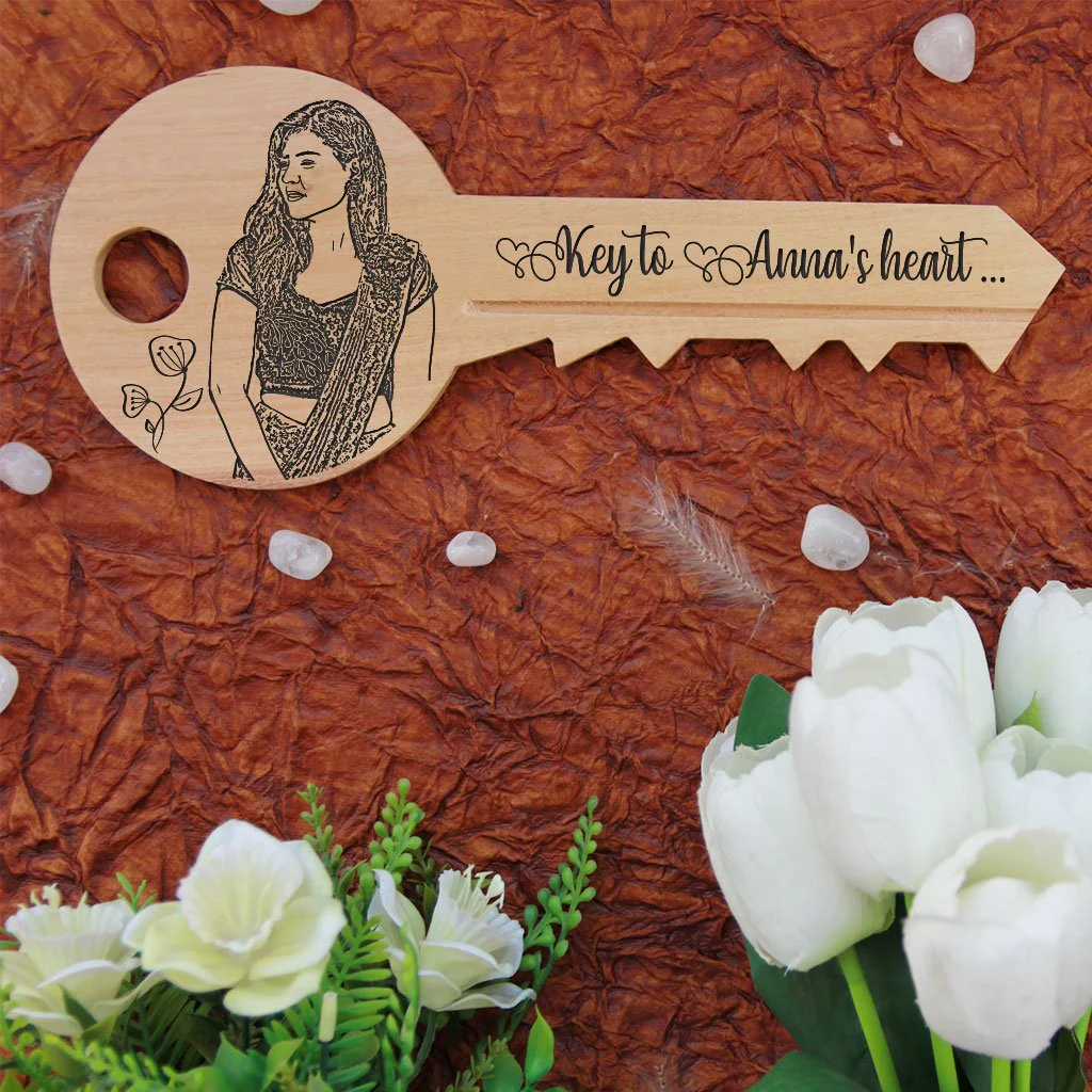 Personalised Key To Heart : Key-Shaped Wooden Sign - Image 5