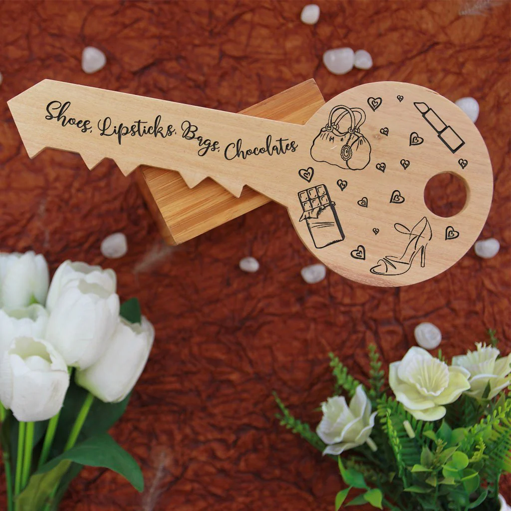 Personalised Key To Heart : Key-Shaped Wooden Sign - Image 6