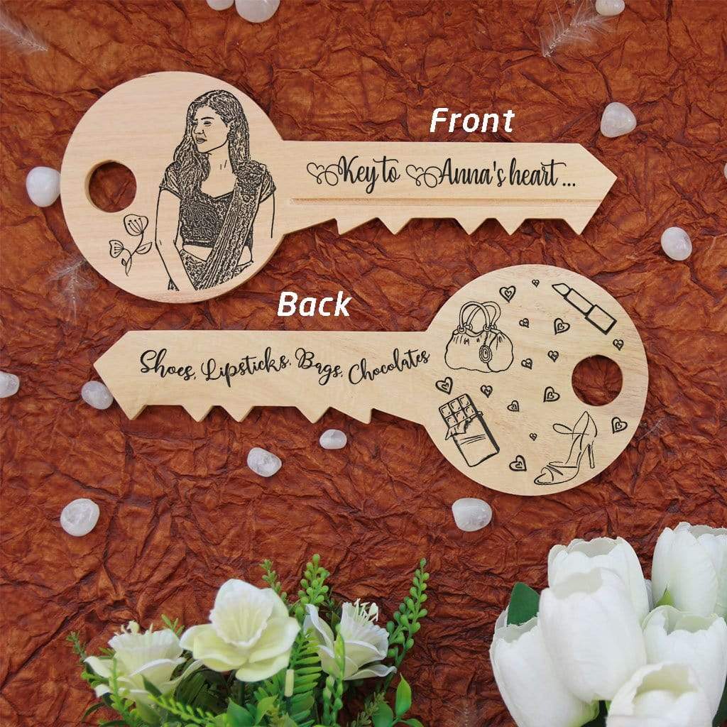 Personalised Key To Heart : Key-Shaped Wooden Sign - Image 7