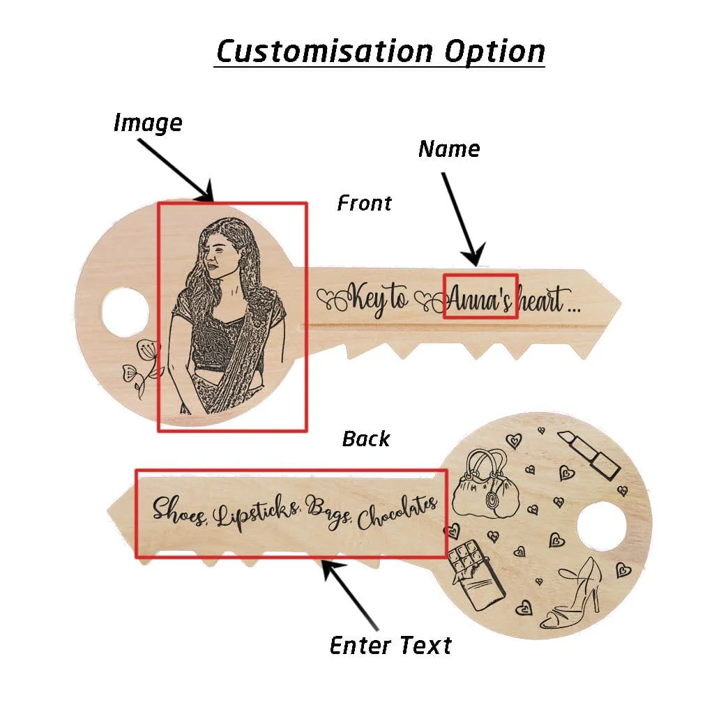 Personalised Key To Heart : Key-Shaped Wooden Sign - Image 8