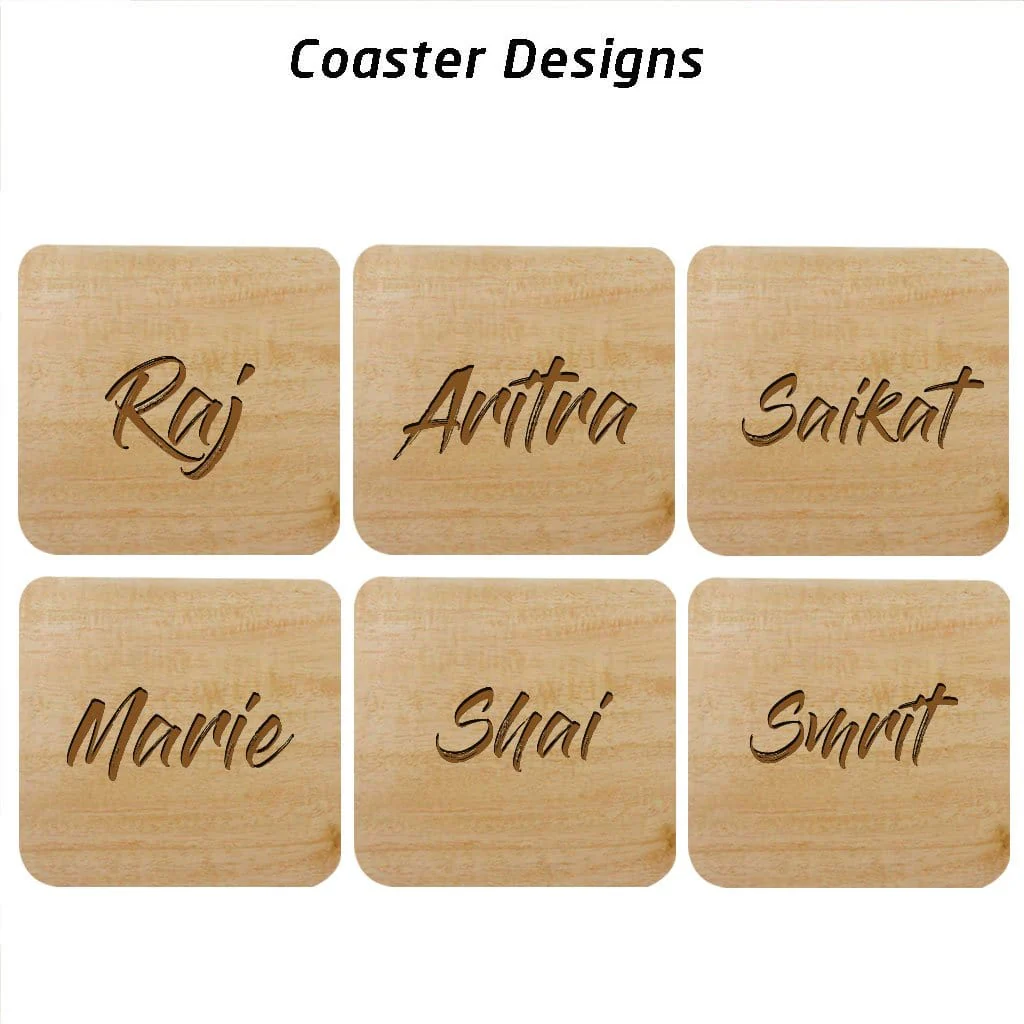 Personalised Name Coasters - Wooden Coaster Set With Holder - Image 6