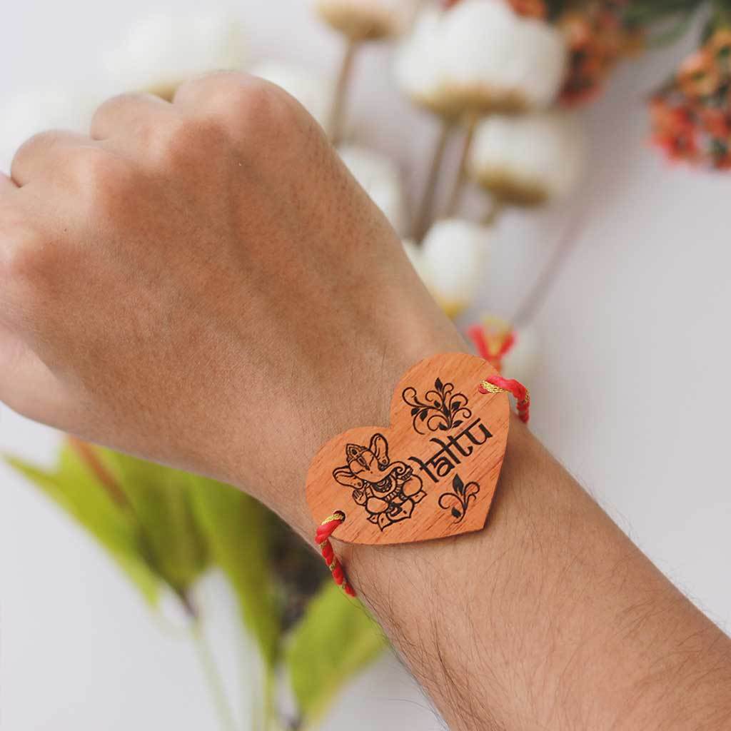 Personalised Wooden Rakhi & Greeting Card For Brother - Image 2
