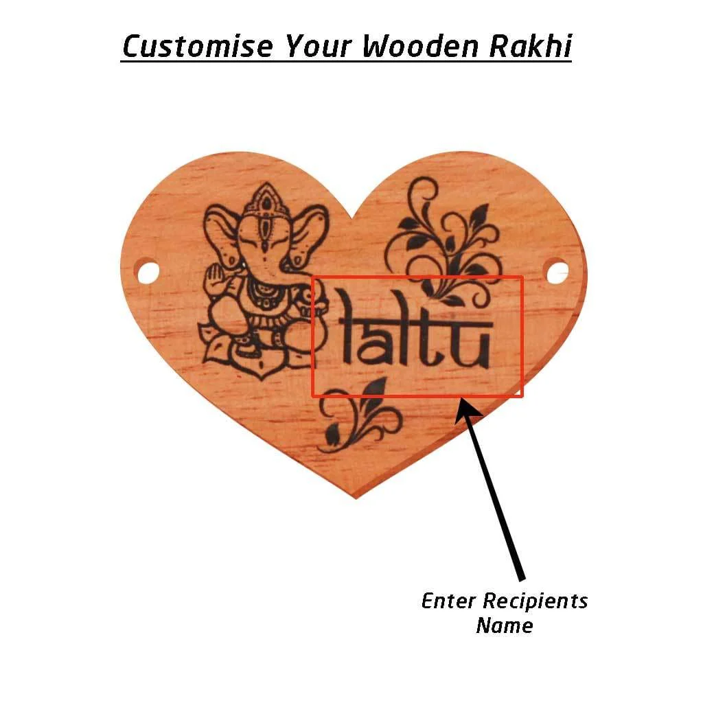 Personalised Wooden Rakhi & Greeting Card For Brother - Image 5
