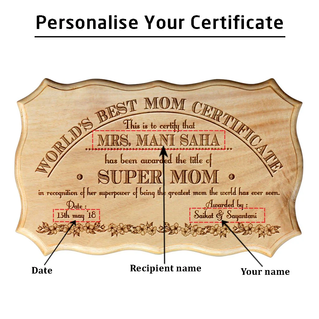 Personalized World's Best Mom Wooden Certificate - Image 4