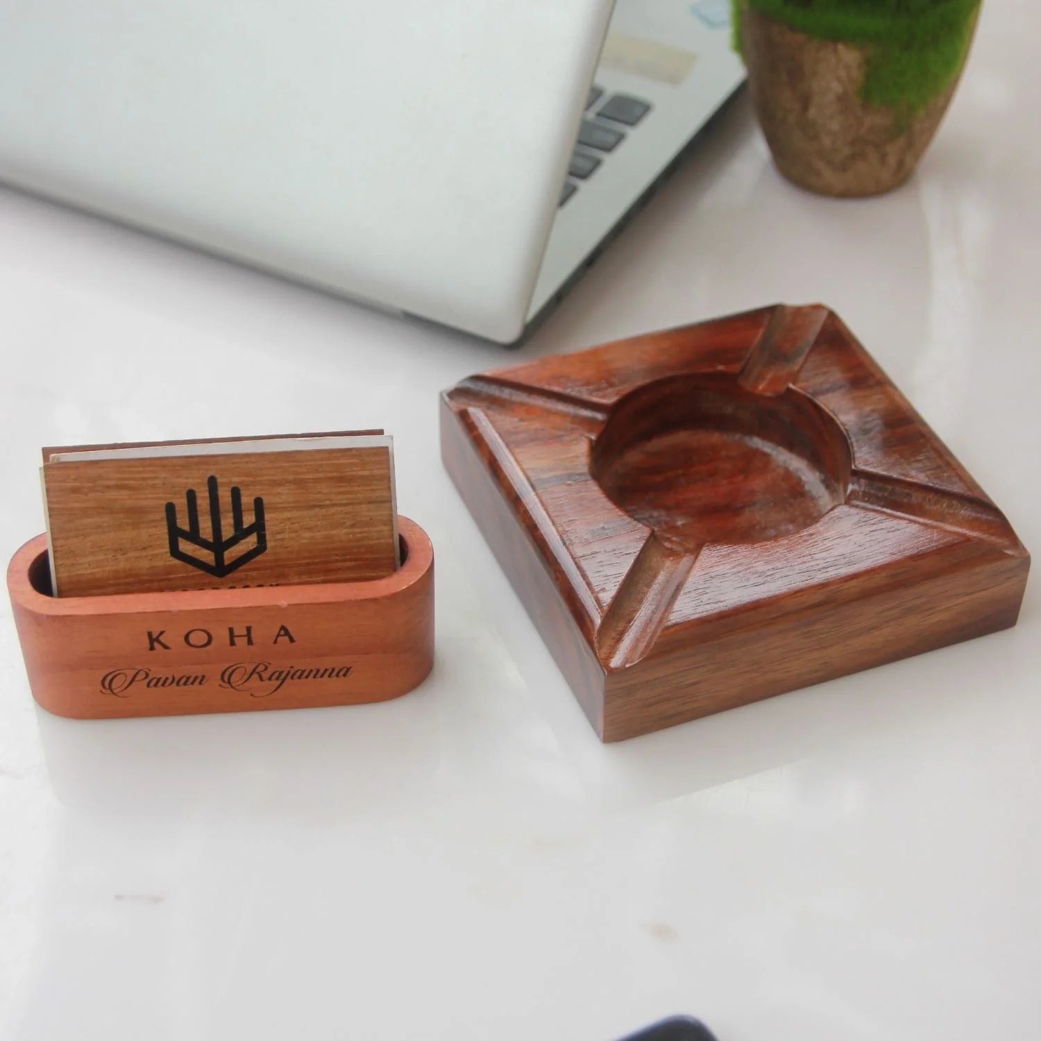 Premium Dark Wood Ashtray | Custom Engraved for Hotel & Bars - Image 12