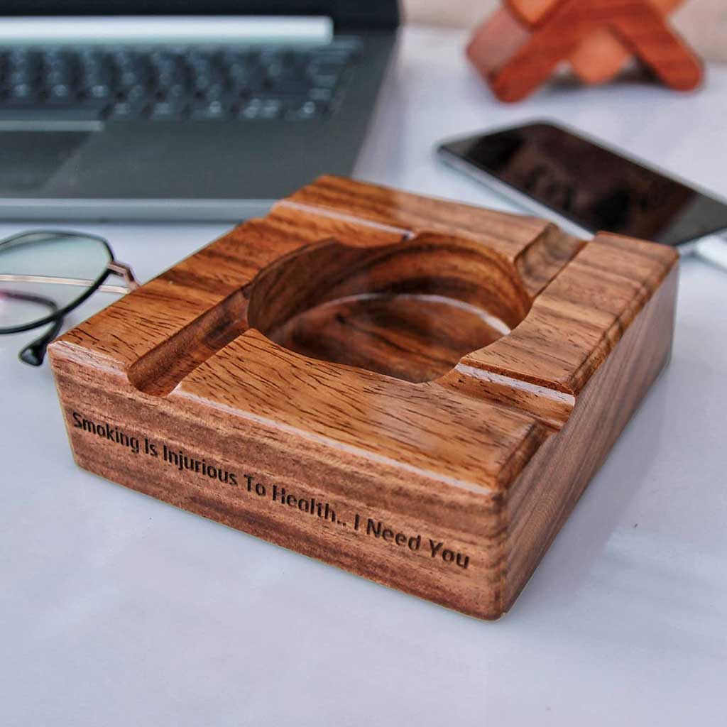 Premium Dark Wood Ashtray | Custom Engraved for Hotel & Bars - Image 8