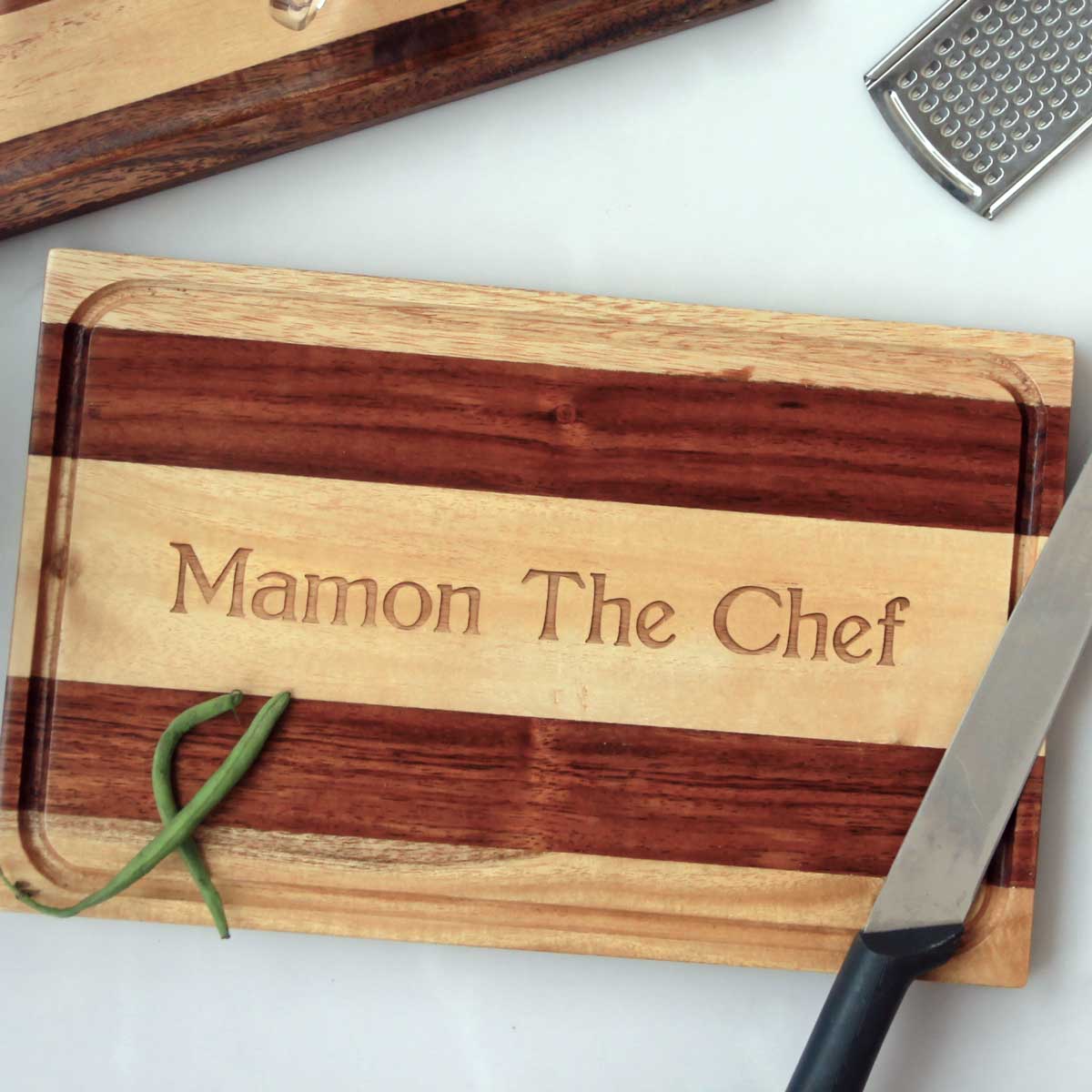Personalized Engraved Wood Chopping Board & Serving Tray| 2pc Gift Set - Image 2