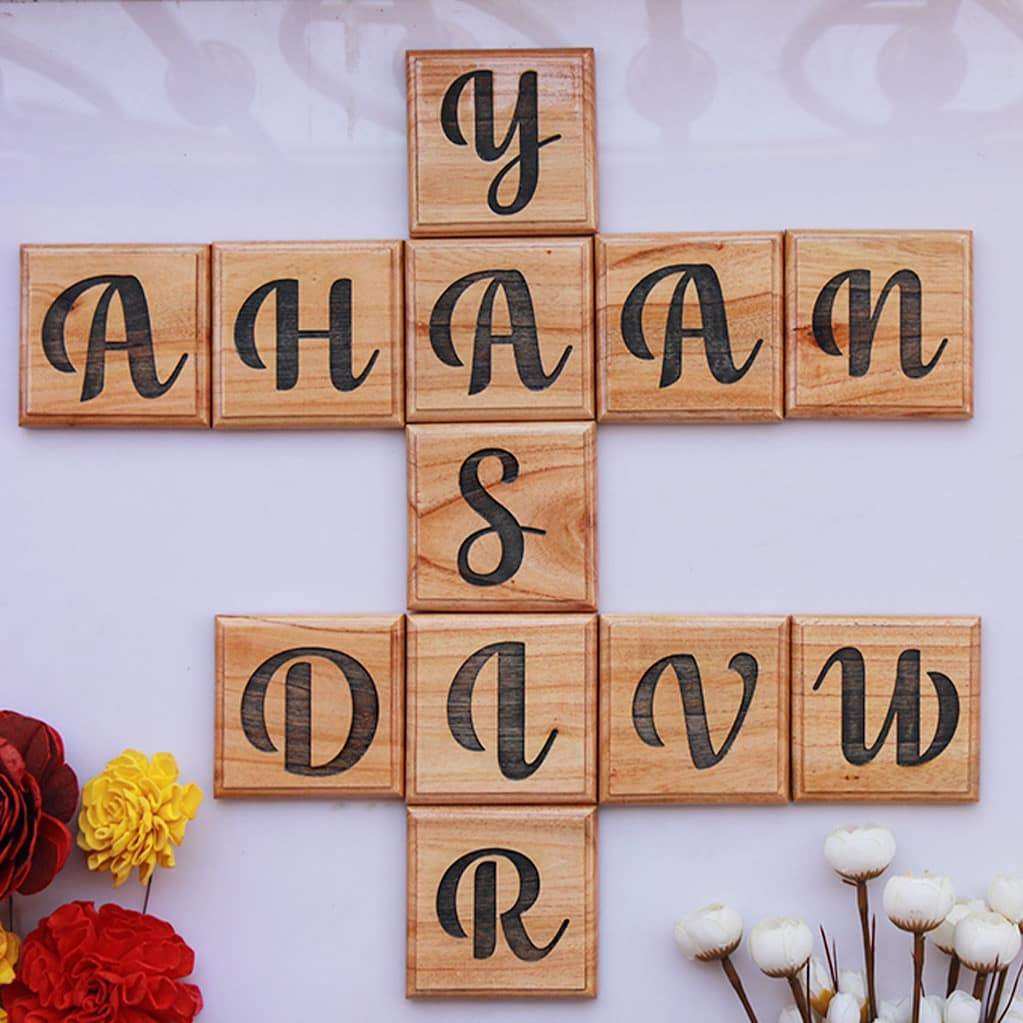 Personalized Family Tree Wooden Crossword Wall Art - Image 3