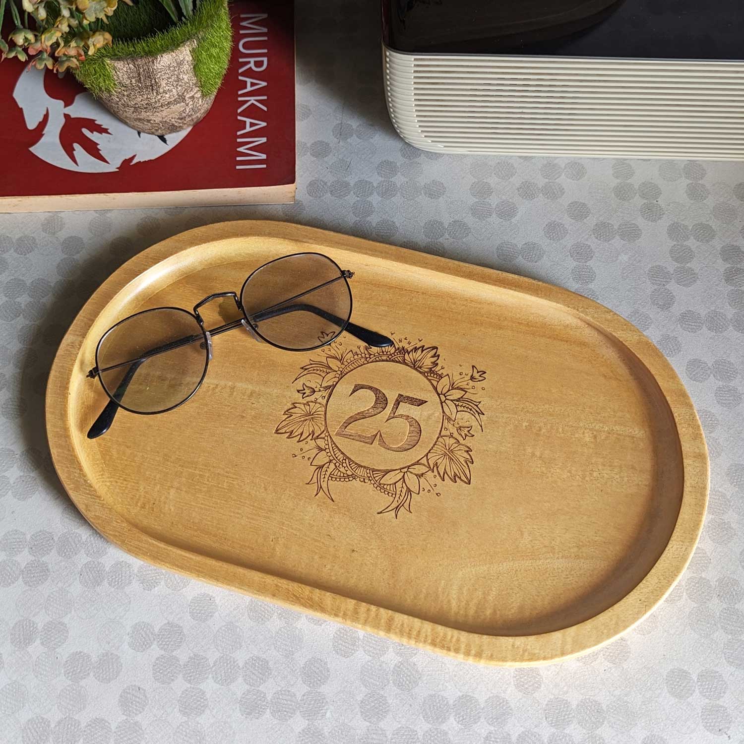 Personalized Gift Set | Wooden Tea Cups, Tea Tray & Coasters With Name Engraved - Image 9