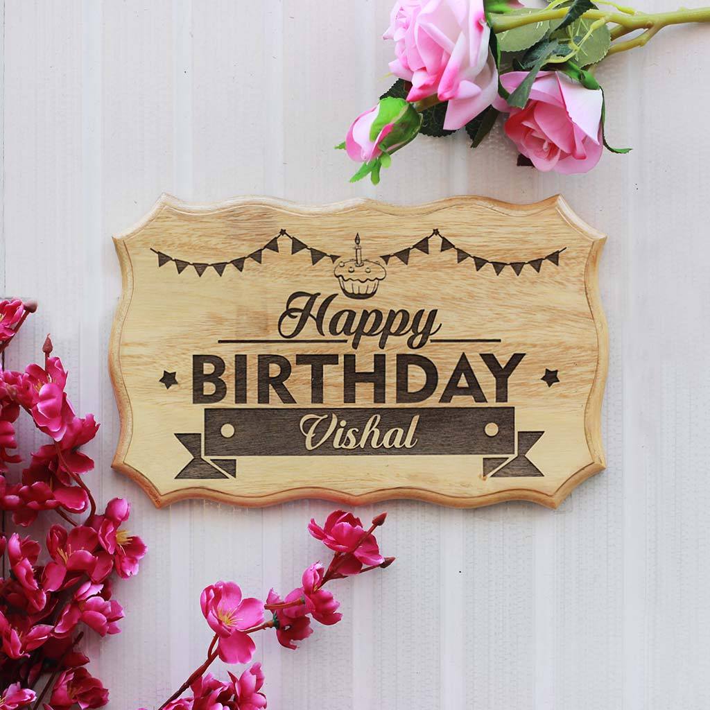 Personalized Happy Birthday Engraved Wood Sign