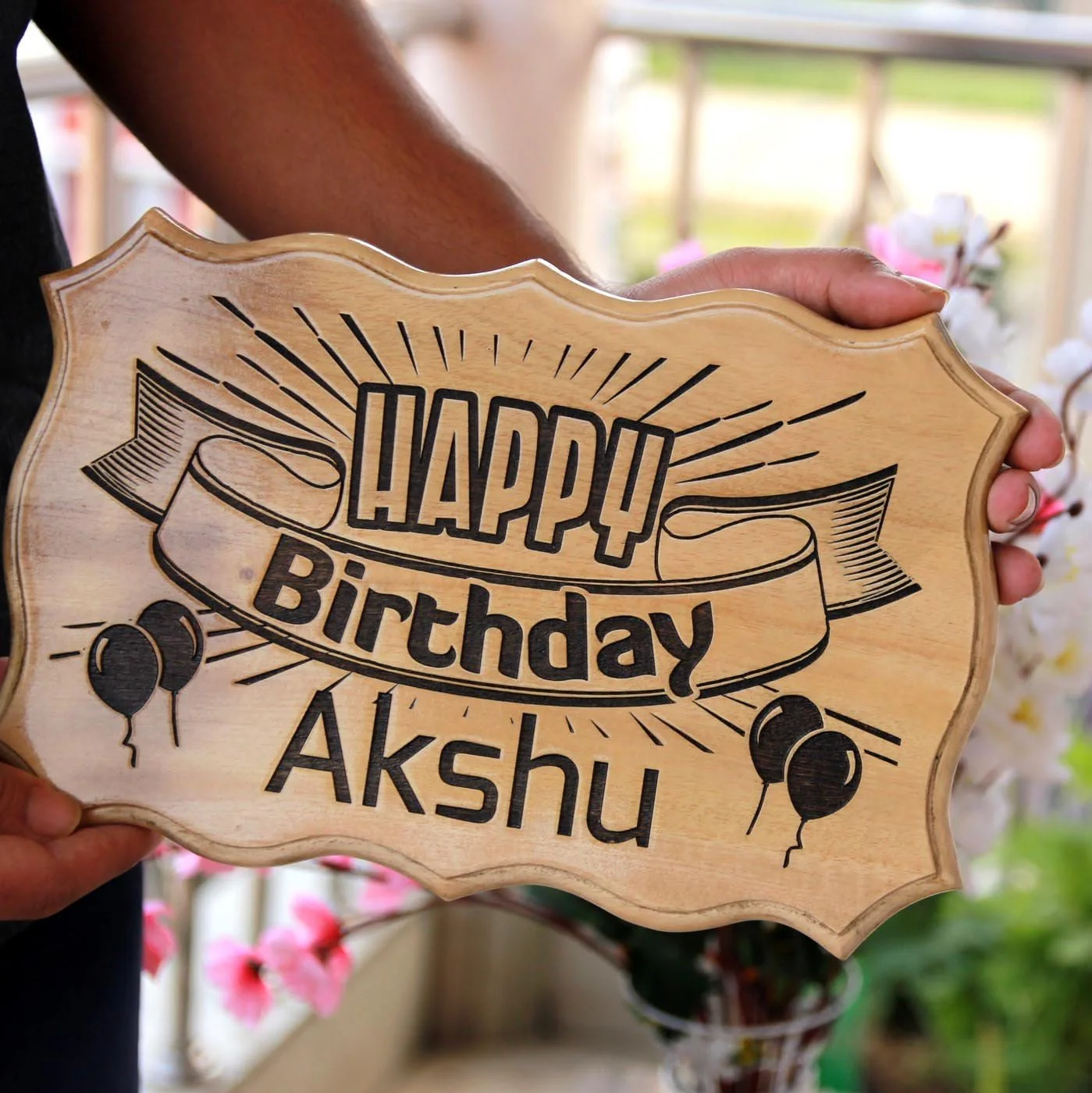 Personalized Happy Birthday Engraved Wood Sign - Image 2