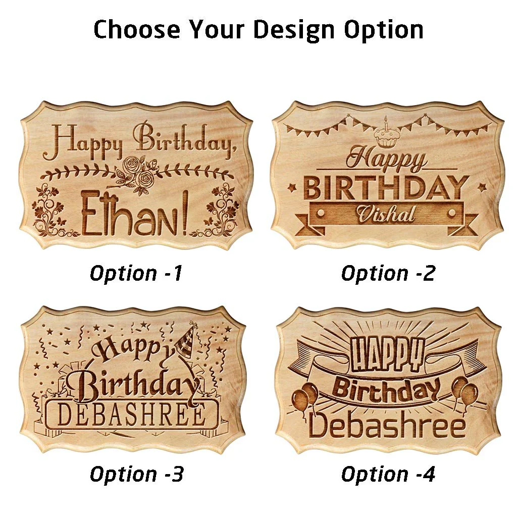 Personalized Happy Birthday Engraved Wood Sign - Image 3