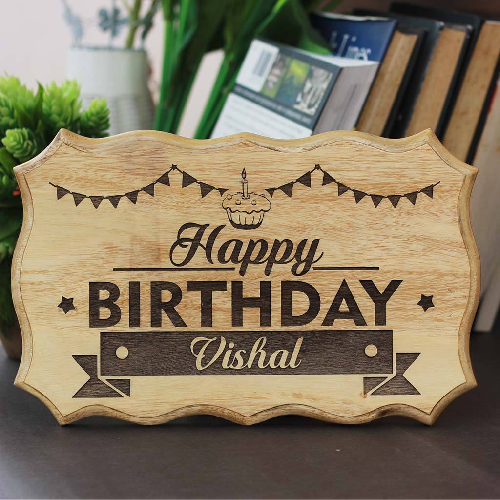 Personalized Happy Birthday Engraved Wood Sign - Image 9