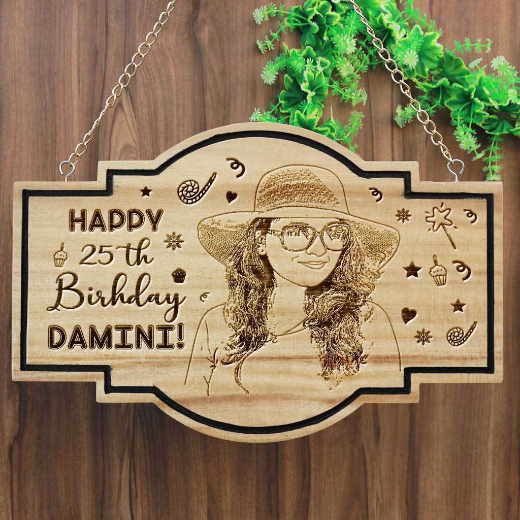 Personalized Happy Birthday Hanging Wood Sign - Image 2