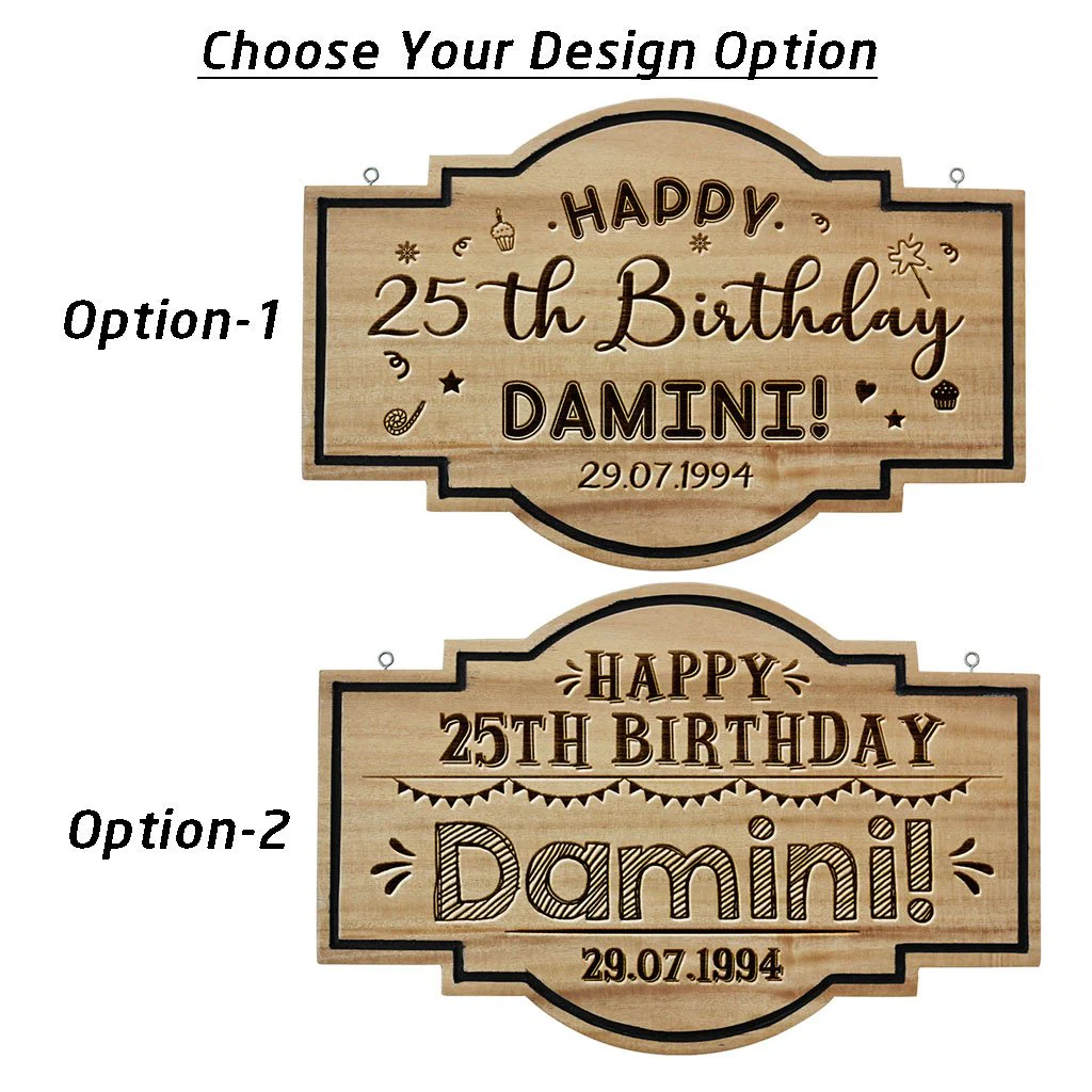 Personalized Happy Birthday Hanging Wood Sign - Image 3
