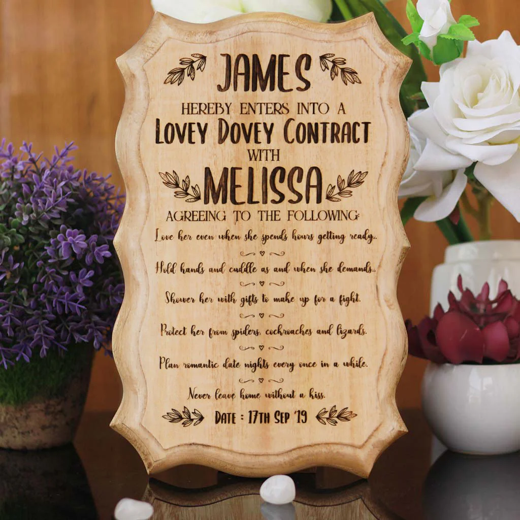 Personalized Wooden Love Contract For Couples - Image 2