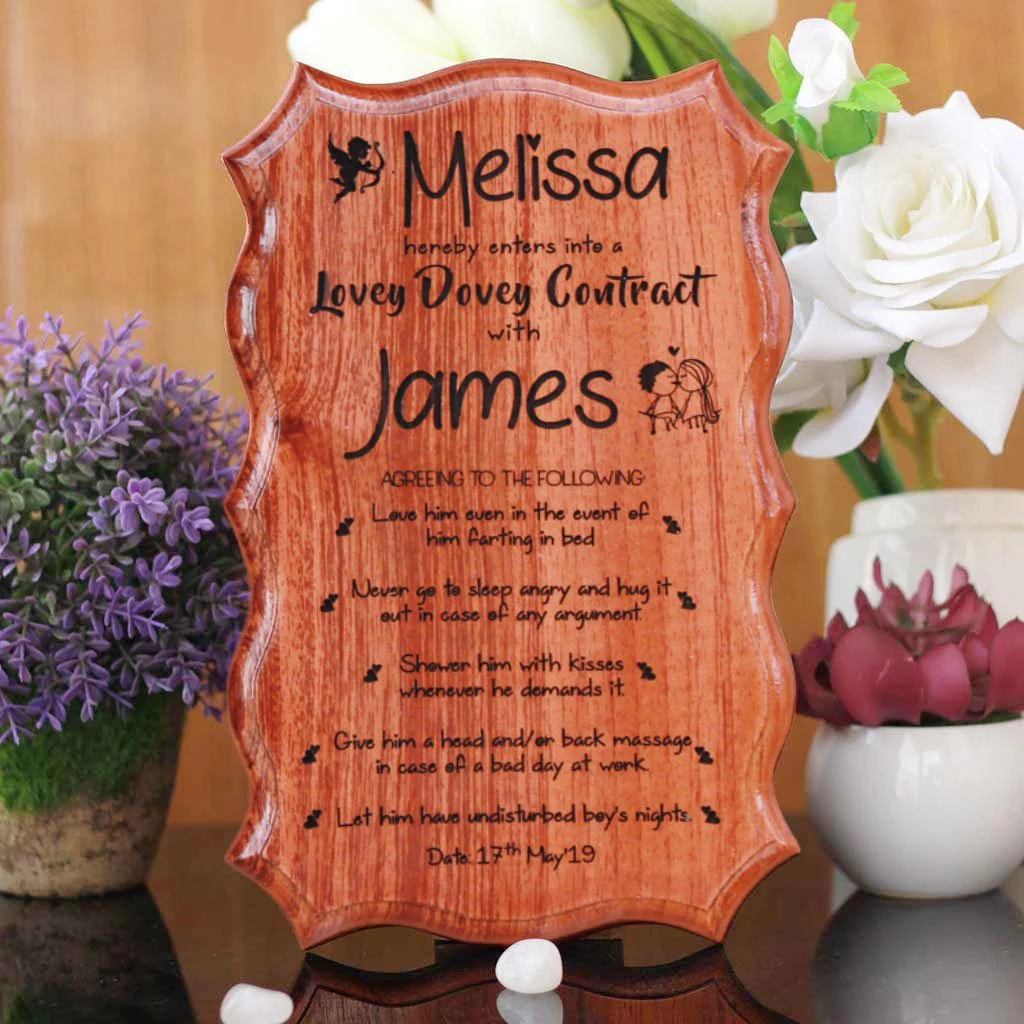 Personalized Wooden Love Contract For Couples - Image 3