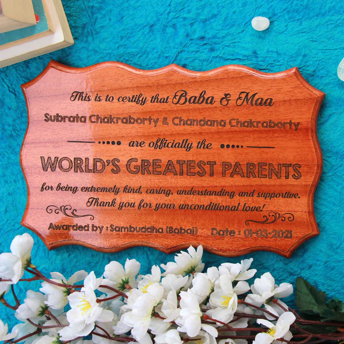Personalized Most Amazing Parents Ever Wooden Certificate - Image 2