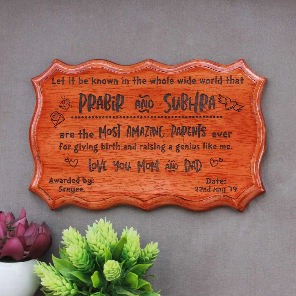 Personalized Most Amazing Parents Ever Wooden Certificate - Image 3