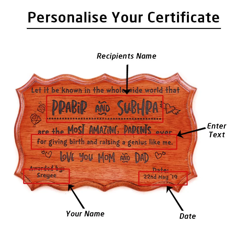 Personalized Most Amazing Parents Ever Wooden Certificate - Image 4