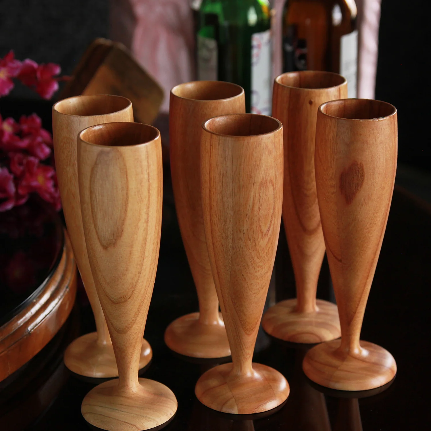 Personalized Neem Wood Champagne Glasses | Handmade Wooden Champagne Flutes - Image 13