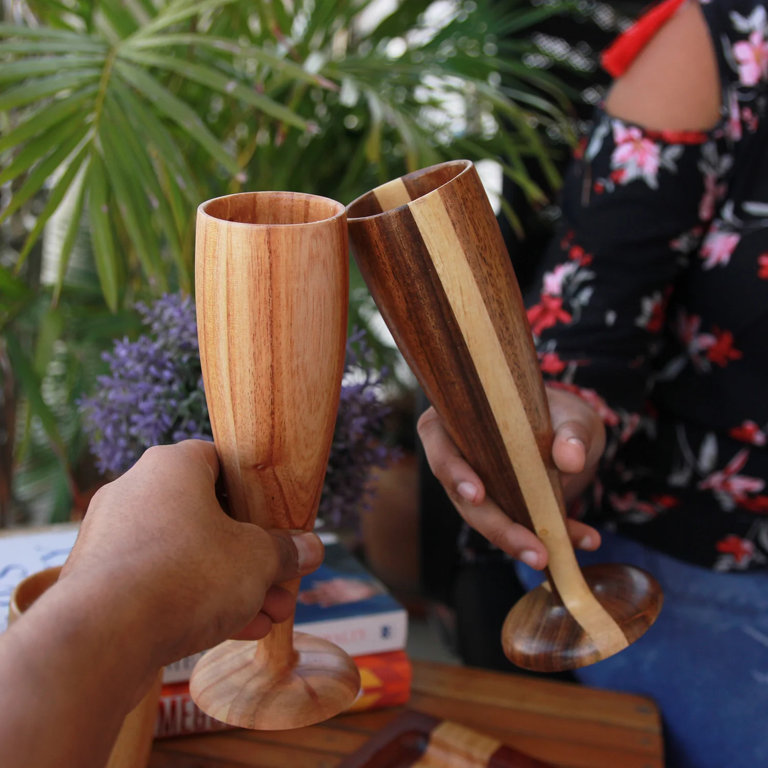 Personalized Neem Wood Champagne Glasses | Handmade Wooden Champagne Flutes - Image 9