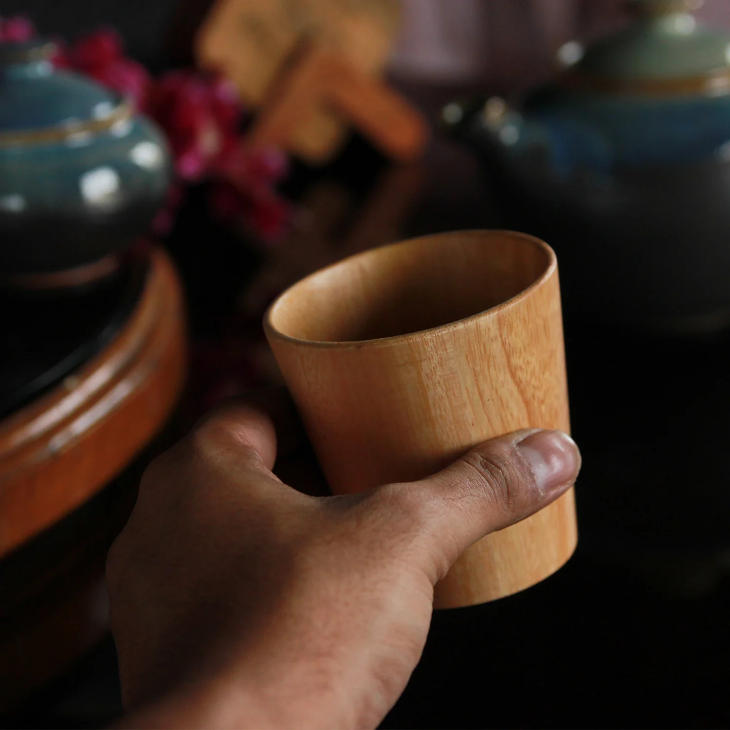 Personalized Neem Wood Tea & Coffee Cup Set - Image 4