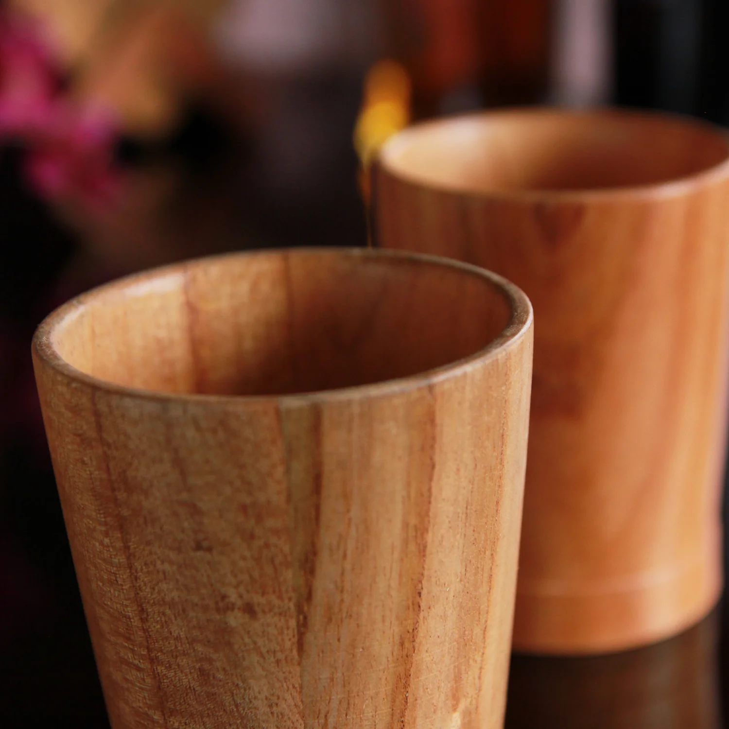 Personalized Neem Wood Whiskey Glasses Set | Handmade Wood Goblets - Image 3
