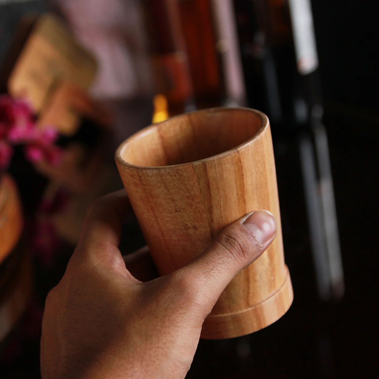 Personalized Neem Wood Whiskey Glasses Set | Handmade Wood Goblets - Image 5