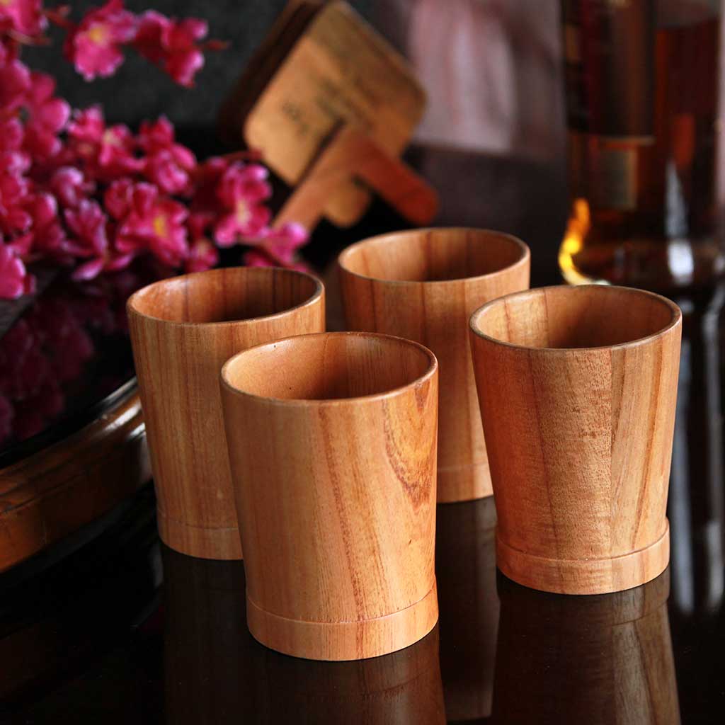 Personalized Neem Wood Whiskey Glasses Set | Handmade Wood Goblets - Image 8
