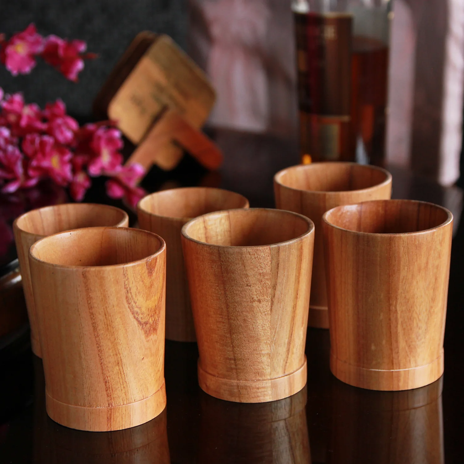 Personalized Neem Wood Whiskey Glasses Set | Handmade Wood Goblets - Image 9