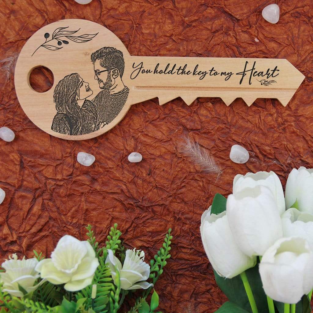 Personalized Portrait Key Hanger | Engraved Wooden Key Holder for Home - Image 5