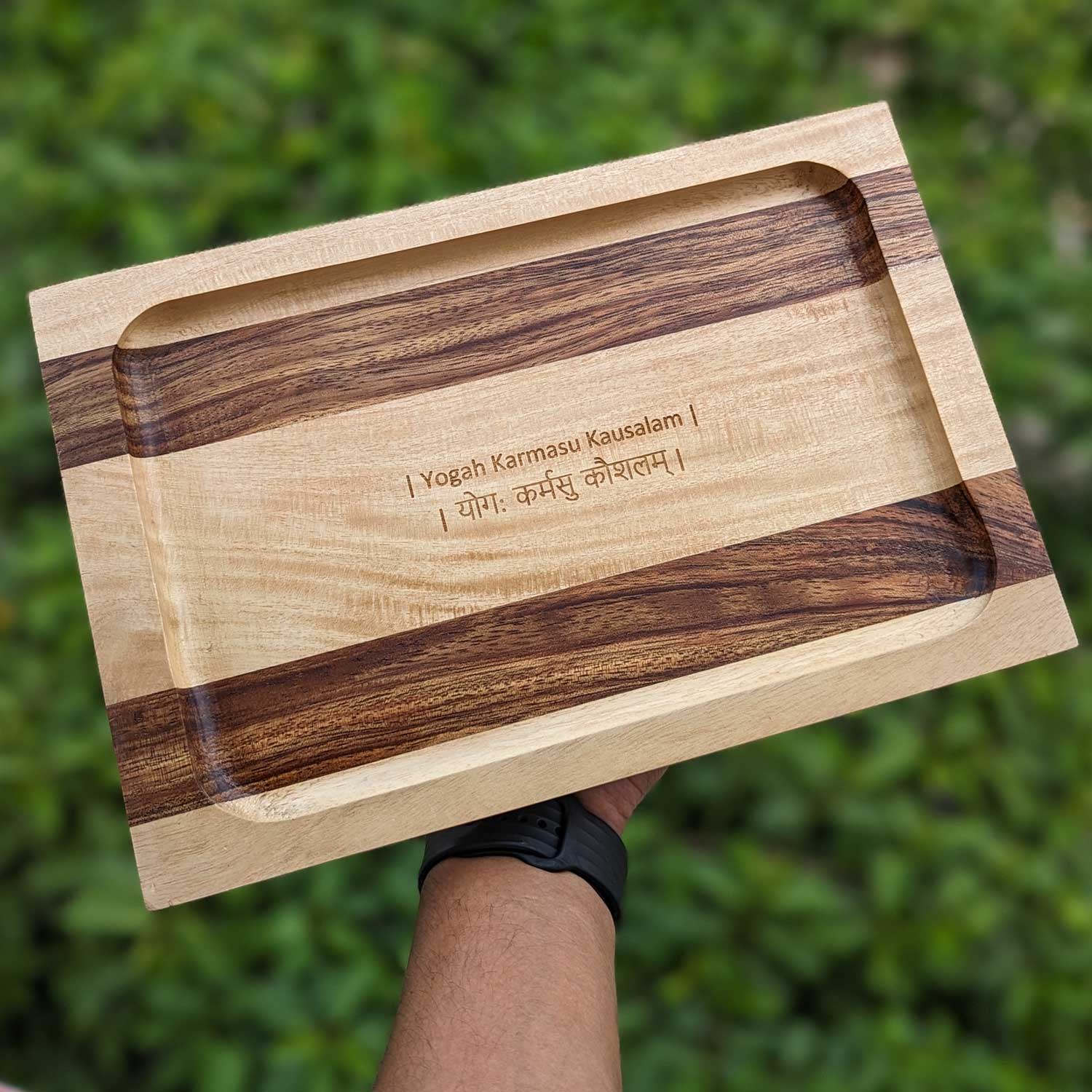 Personalized Serving Tray Engraved With Couple Name - Wooden Tray - Image 2
