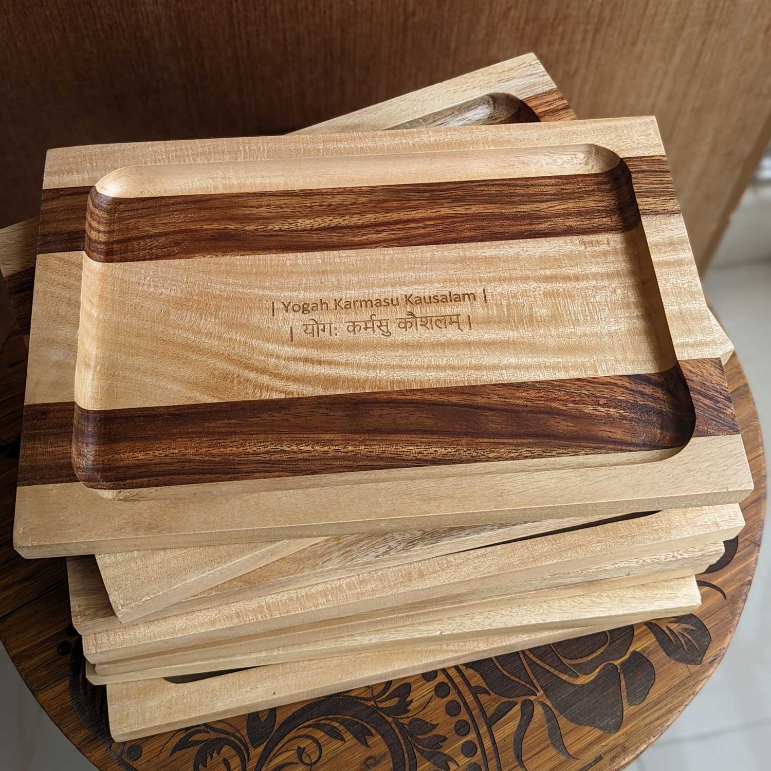 Personalized Serving Tray Engraved With Couple Name - Wooden Tray - Image 4